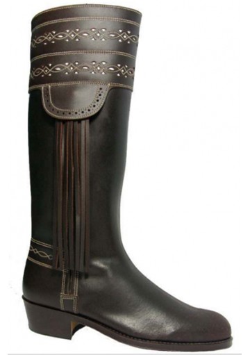 Bota Rociera De Señora, Banda Calada Y Flecos