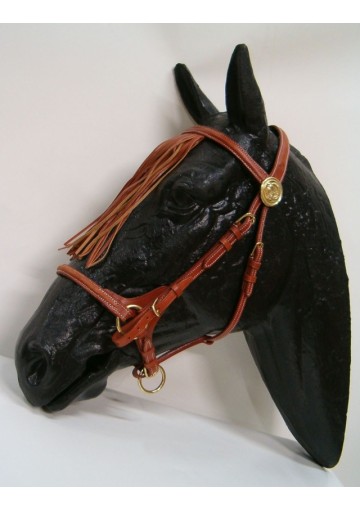 Cabezada Cuero Doble Restrillo Flecos