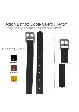 Ación Estribo Doble Cuero/Nylon Avellana