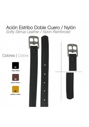 Ación Estribo Doble Cuero/Nylon Avellana