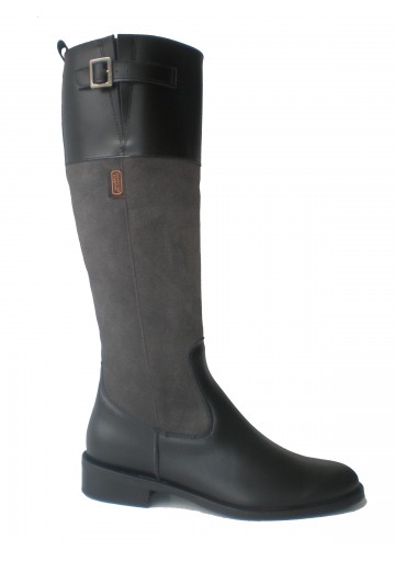 Bota  Señora Cremallera Gris-Negro