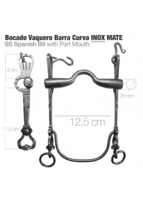 BOCADO VAQUERO BARRA CURVA 2D INOX MATE 12.5cm