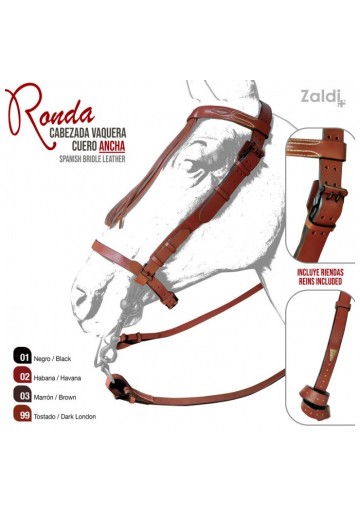 CABEZADA VAQUERA CUERO ANCHA RONDA
