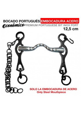 BOCADO PORTUGUÉS EMBOCADURA ACERO PIERNA NEGRA 12.5cm